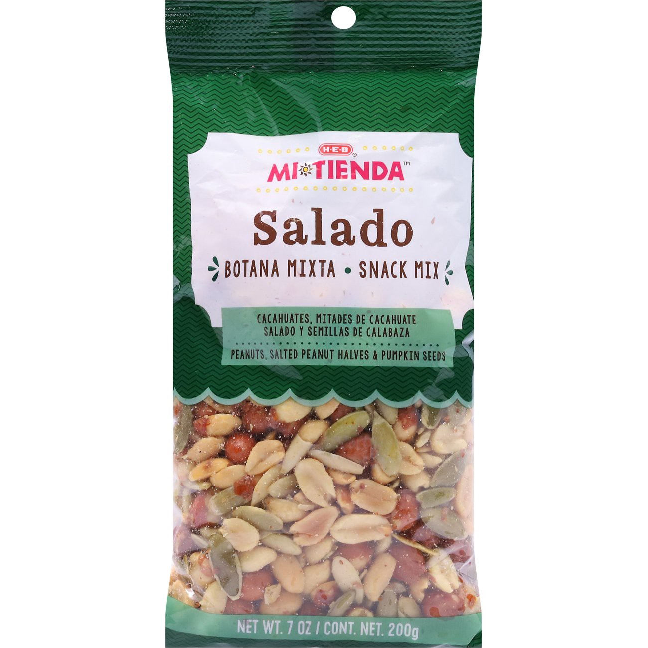 slide 1 of 1, H-E-B Mi Tienda Salado Botana Mixta Snack Mix - Peanuts & Pumpkin Seeds, 7 oz