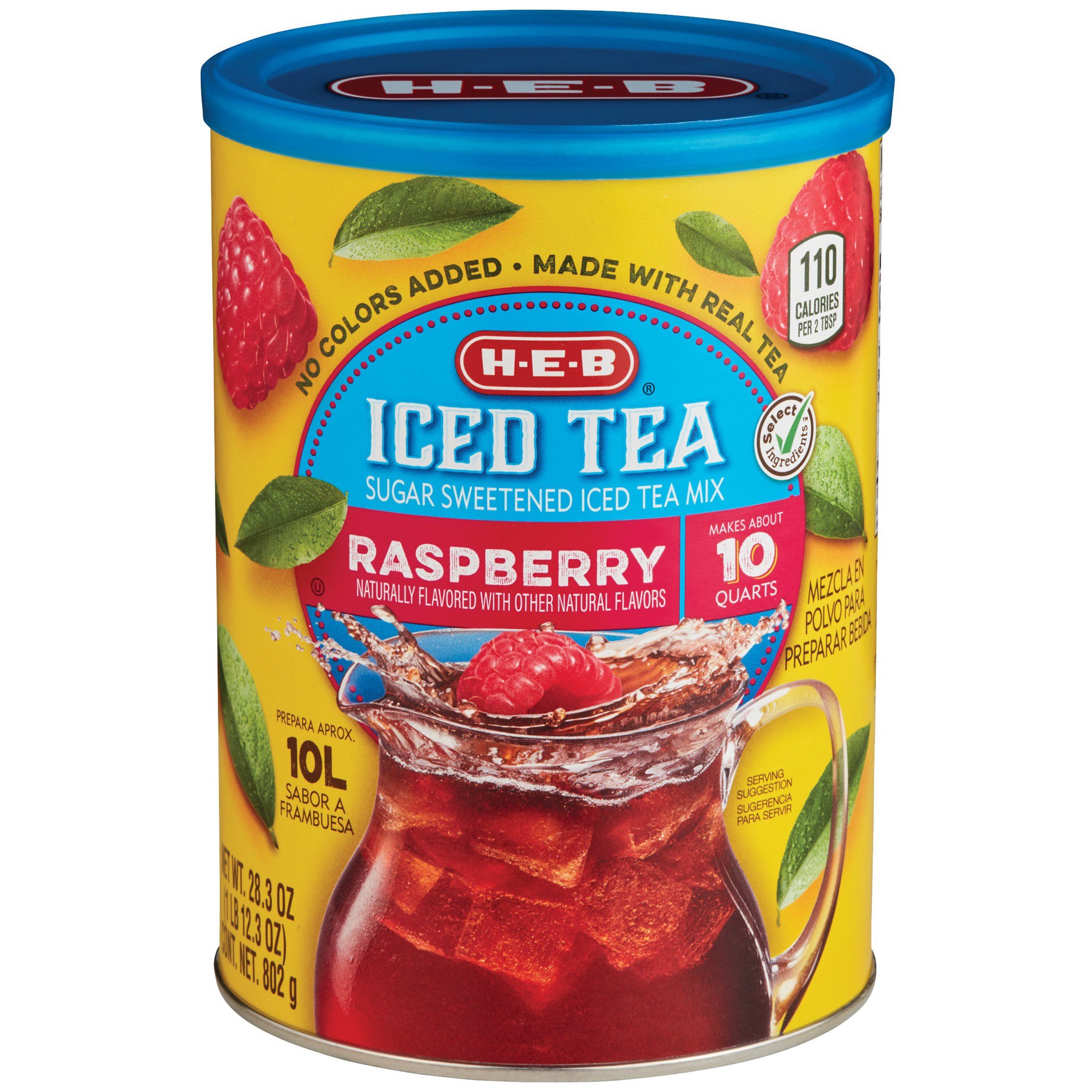 slide 1 of 1, H-E-B Sugar-Sweetened Iced Tea Mix - Raspberry, 28.3 oz