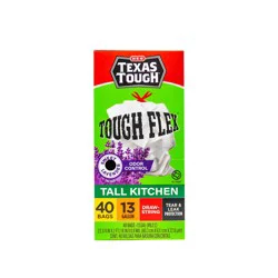 H-E-B Texas Tough Tall Kitchen Flex Trash Bags, 13 Gallon - Lavender Scent