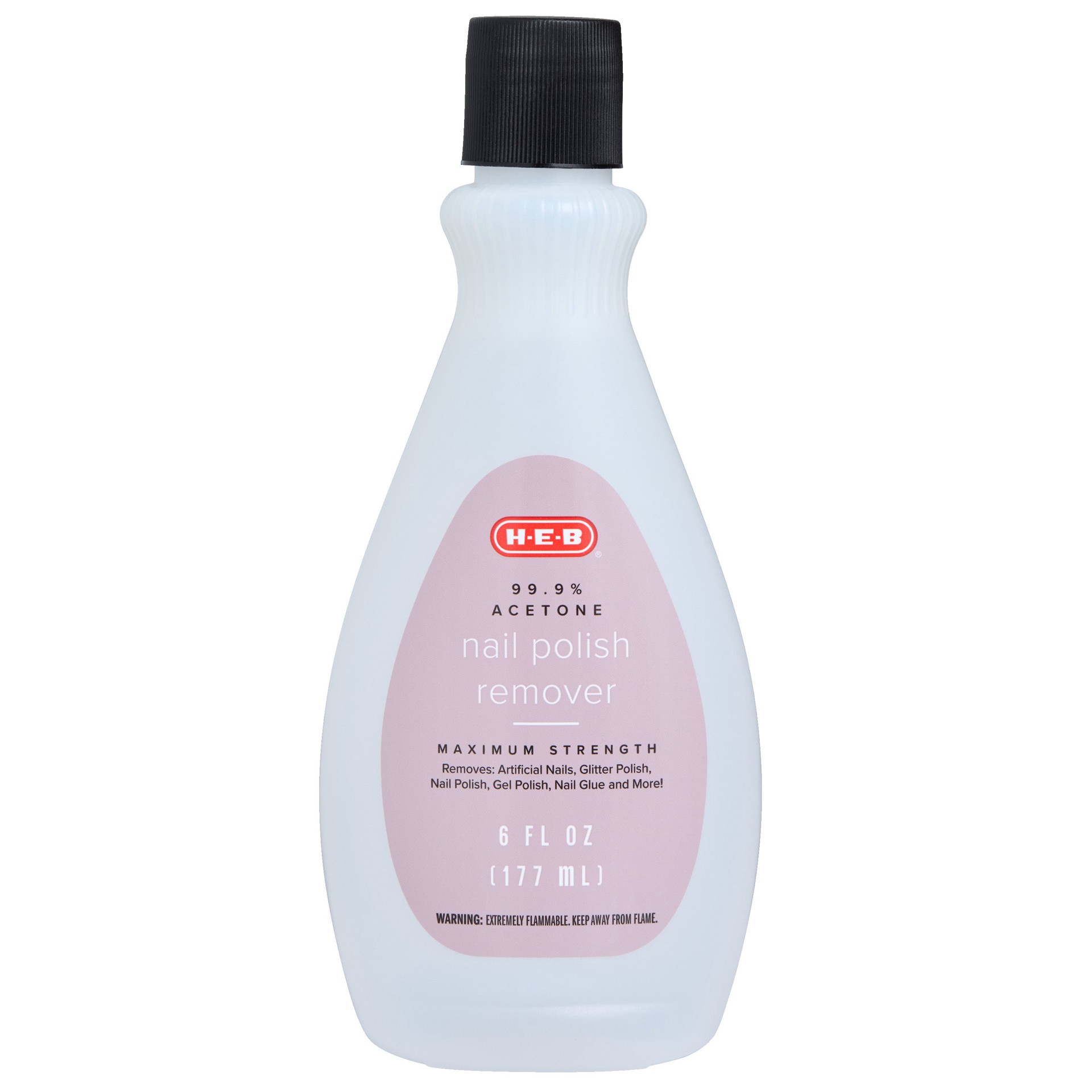 slide 1 of 1, H-E-B 99.9% Acetone Nail Polish Remover, 6 oz
