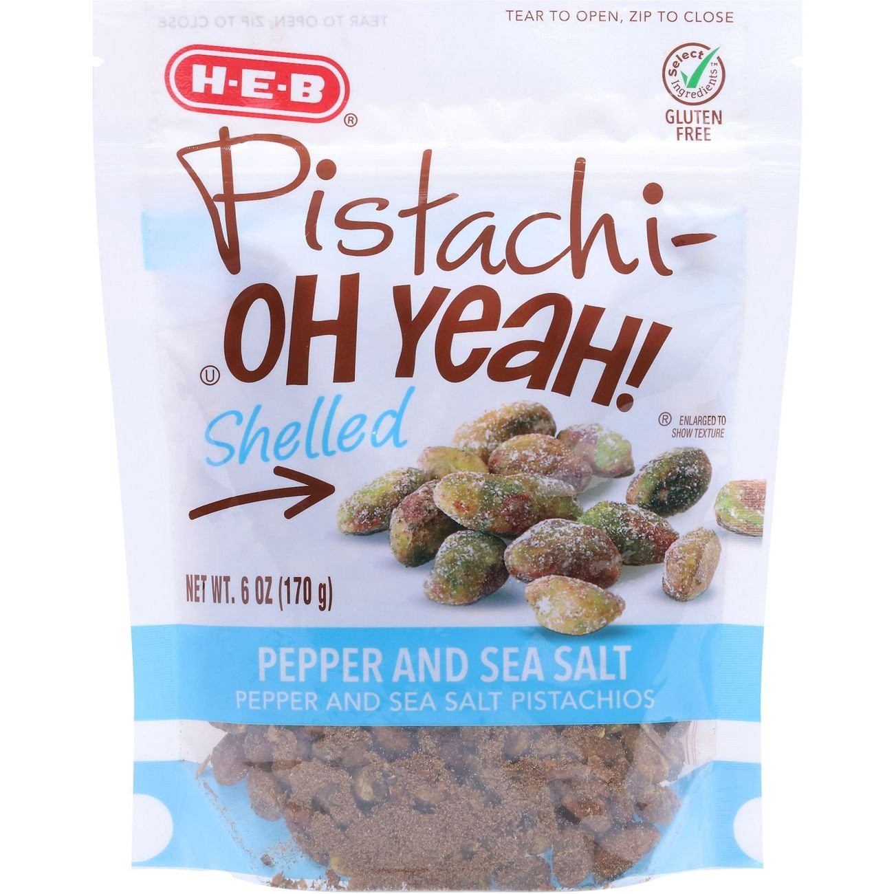 slide 1 of 1, H-E-B Pistachi-OH YEAH! Shelled Pistachios - Pepper & Sea Salt, 6 oz