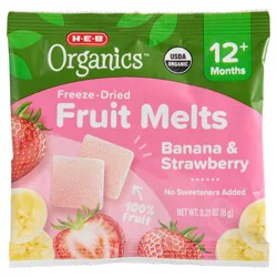 H-E-B Organics Toddler Fruit Melts -Banana & Strawberry