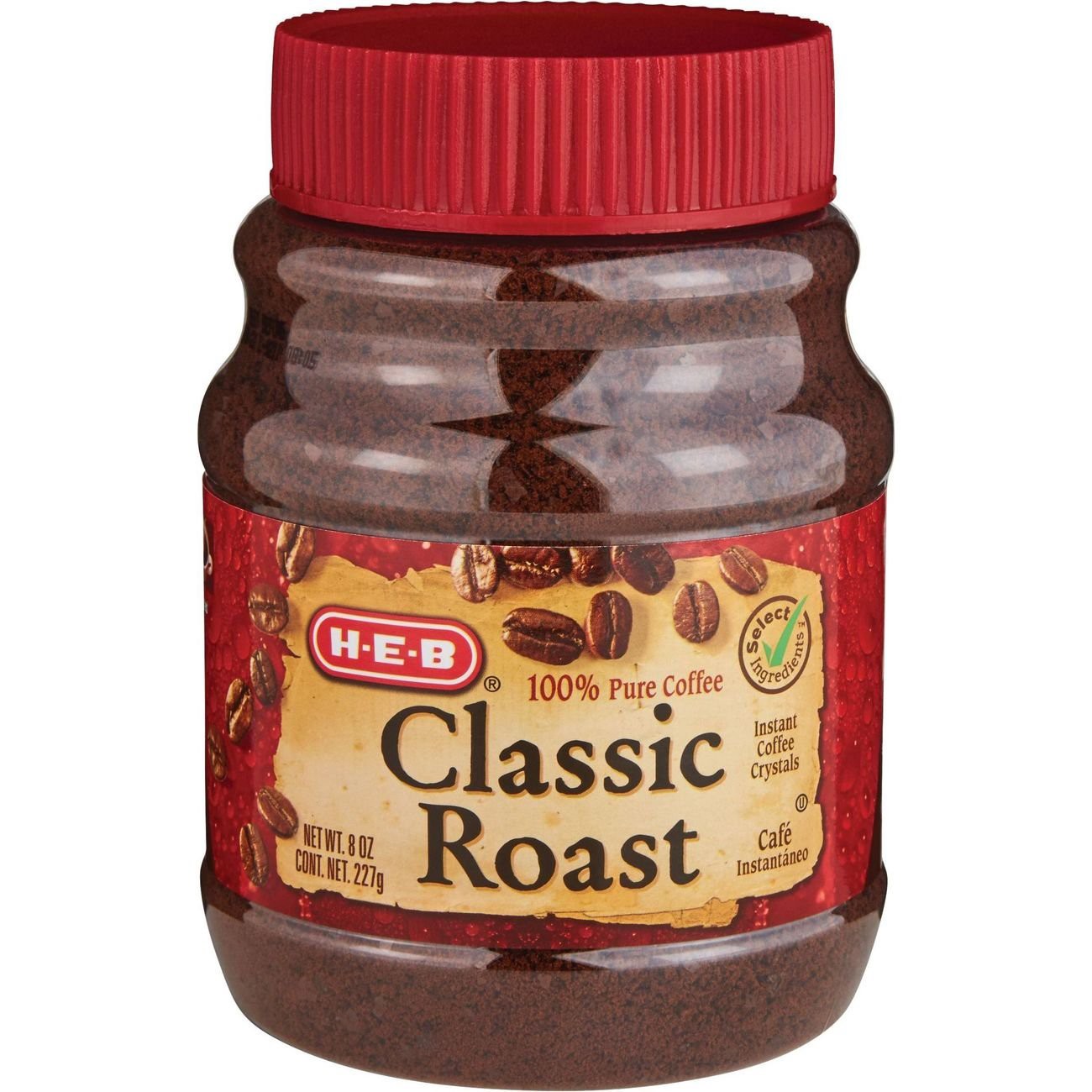 slide 1 of 1, H-E-B Classic Roast Instant Coffee, 8 oz