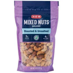 H-E-B Deluxe Unsalted Roasted Mixed Nuts