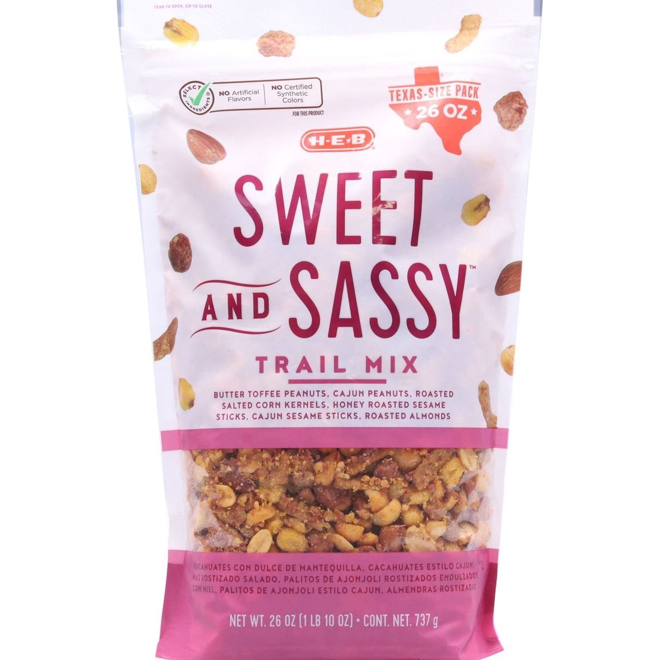 slide 1 of 1, H-E-B Sweet & Sassy Trail Mix - Texas-Size Pack, 26 oz