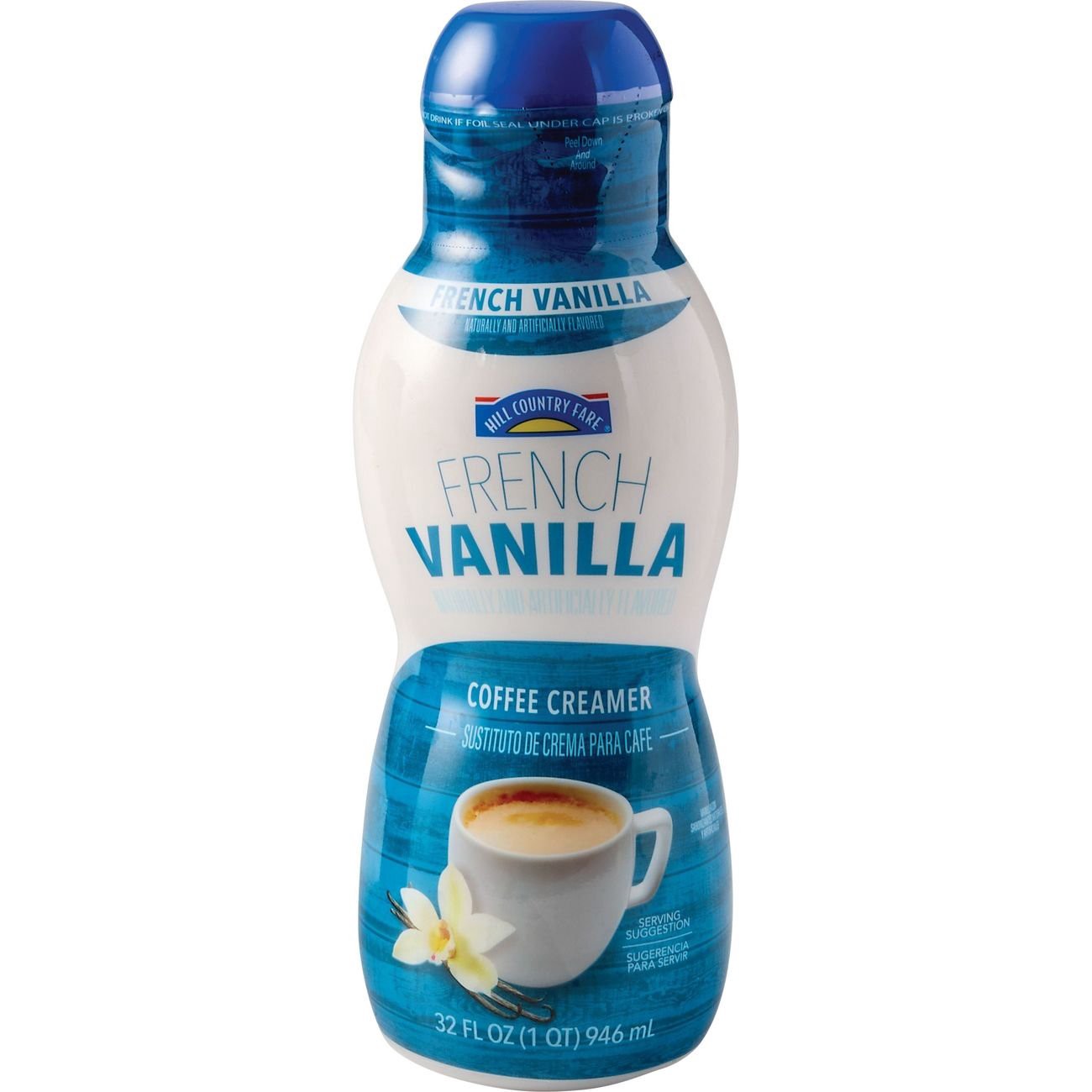 slide 1 of 1, Hill Country Fare Liquid Coffee Creamer - French Vanilla, 32 oz