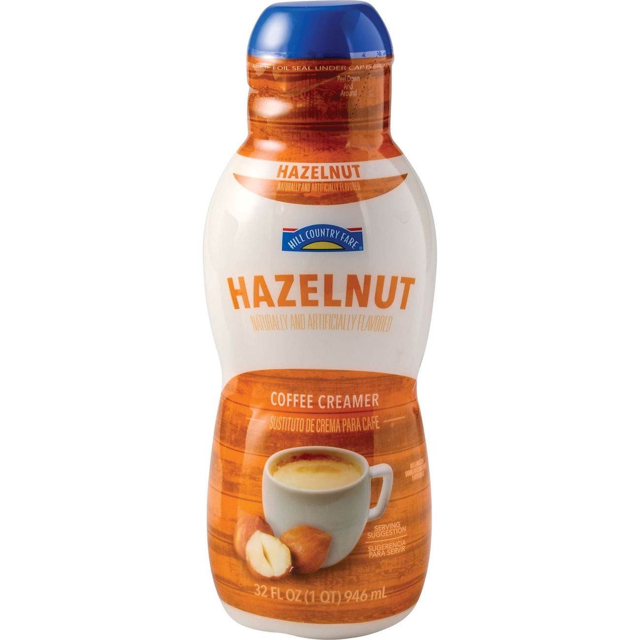 slide 1 of 1, Hill Country Fare Liquid Coffee Creamer - Hazelnut, 32 oz