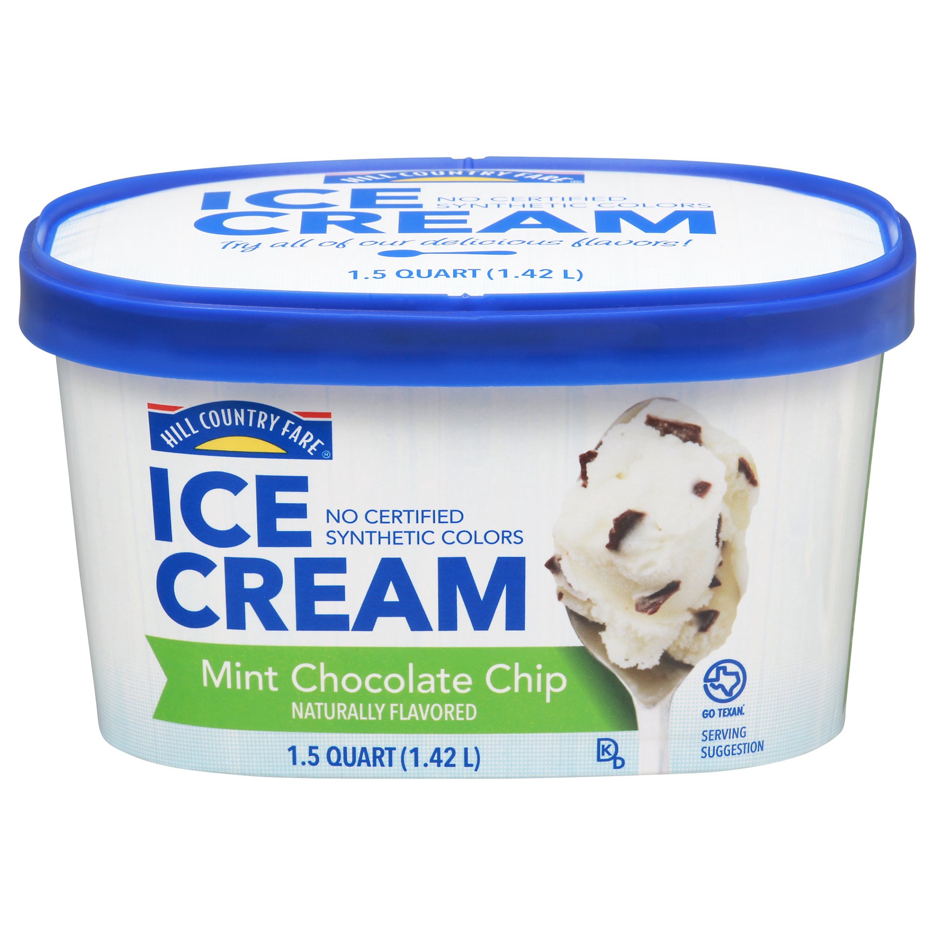 slide 1 of 1, Hill Country Fare Mint Chocolate Chip Ice Cream, 1.5 qt