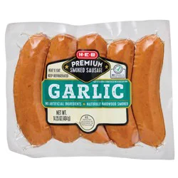 H-E-B Premium Smoked Sausage Links - Garlic