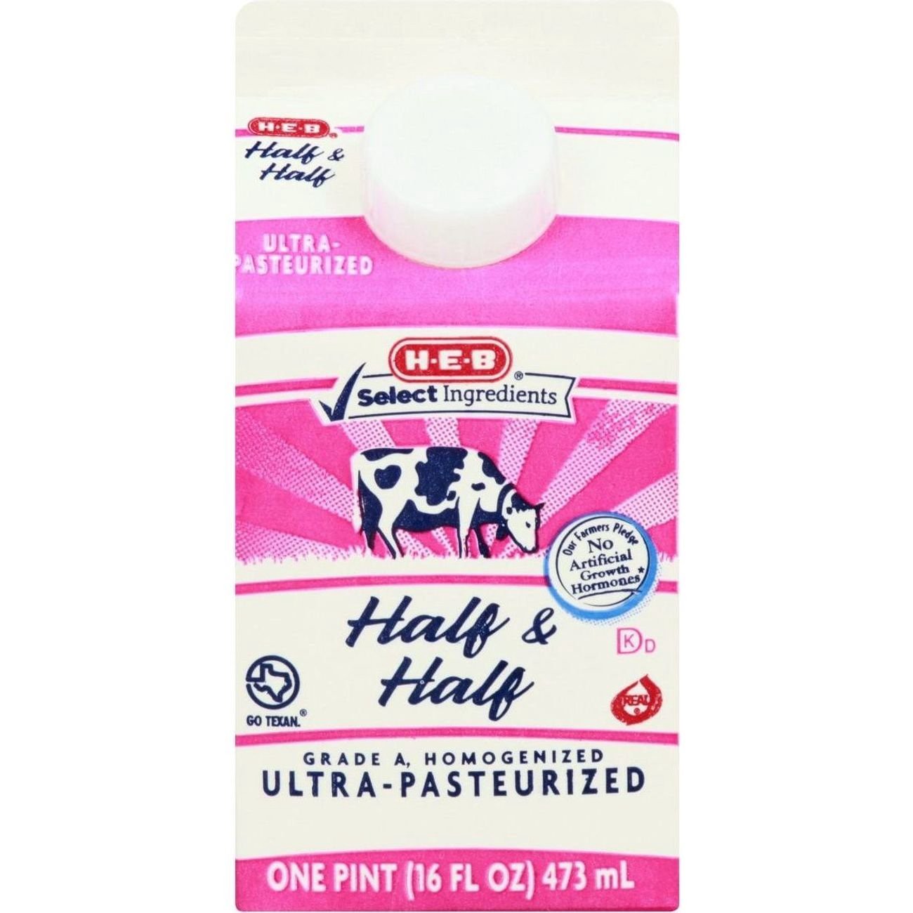 slide 1 of 1, H-E-B Half & Half, 16 oz