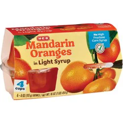 H-E-B Mandarin Orange Snack Bowls – Light Syrup