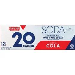 H-E-B 20 Calorie Pure Cane Sugar Original Cola Soda 12 pk Cans