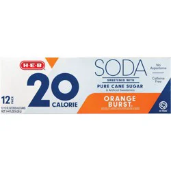H-E-B 20 Calorie Pure Cane Sugar Orange Burst Soda 12 pk Cans