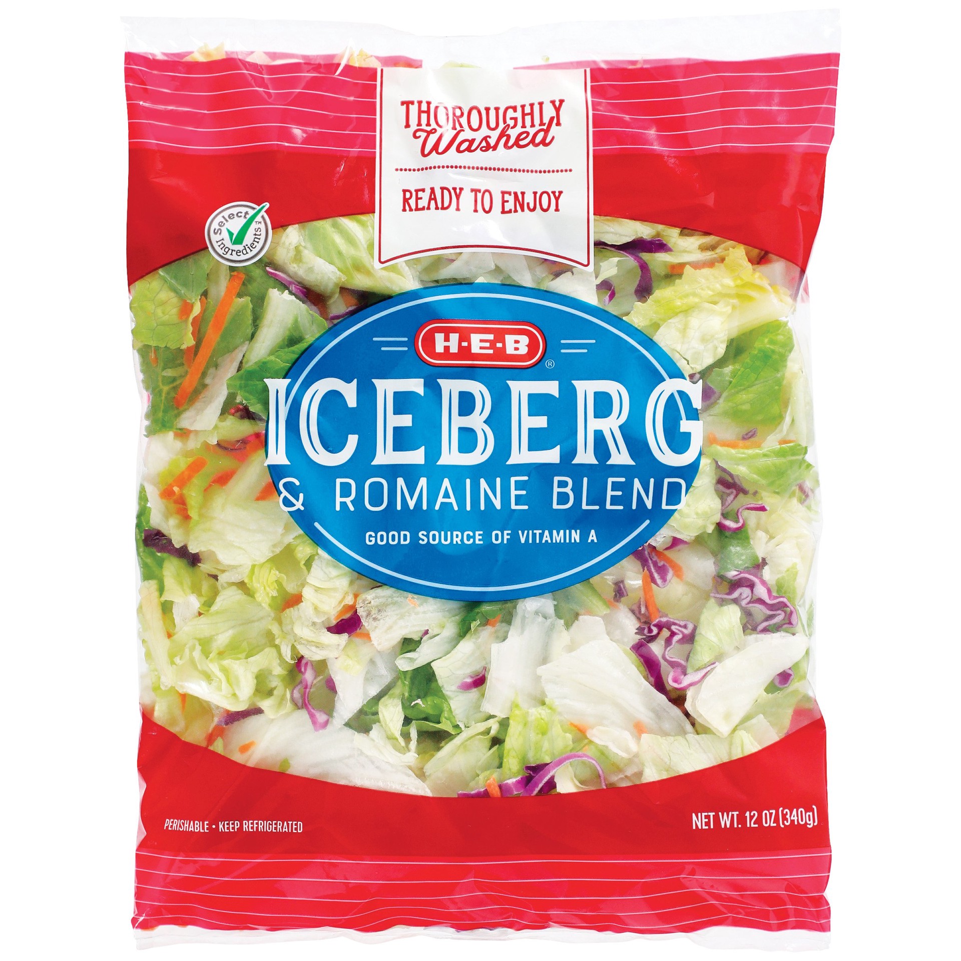 slide 1 of 1, H-E-B Iceberg & Romaine Lettuce Salad Blend, 12 oz