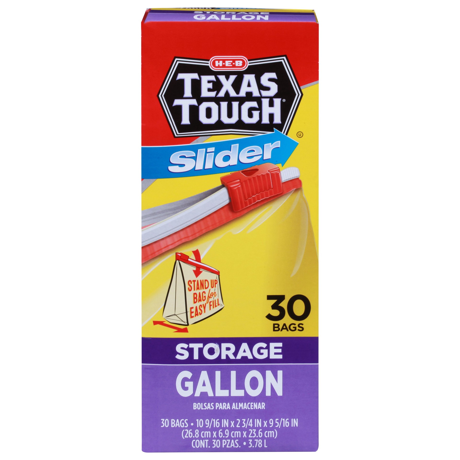 slide 1 of 1, H-E-B Texas Tough Slider Gallon Storage Bags, 30 ct