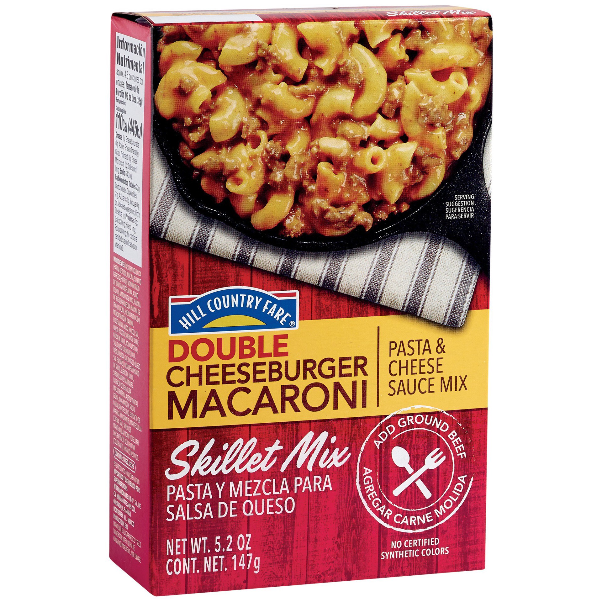 slide 1 of 1, Hill Country Fare Double Cheeseburger Macaroni Skillet Mix, 5.2 oz