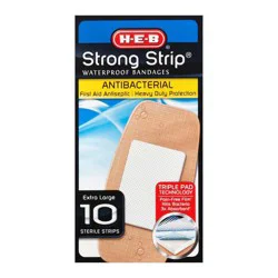 H-E-B Strong Strip Waterproof Antibacterial Bandages - Extra Large