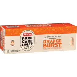 H-E-B Orange Burst Soda 12 pk Cans - Pure Cane Sugar