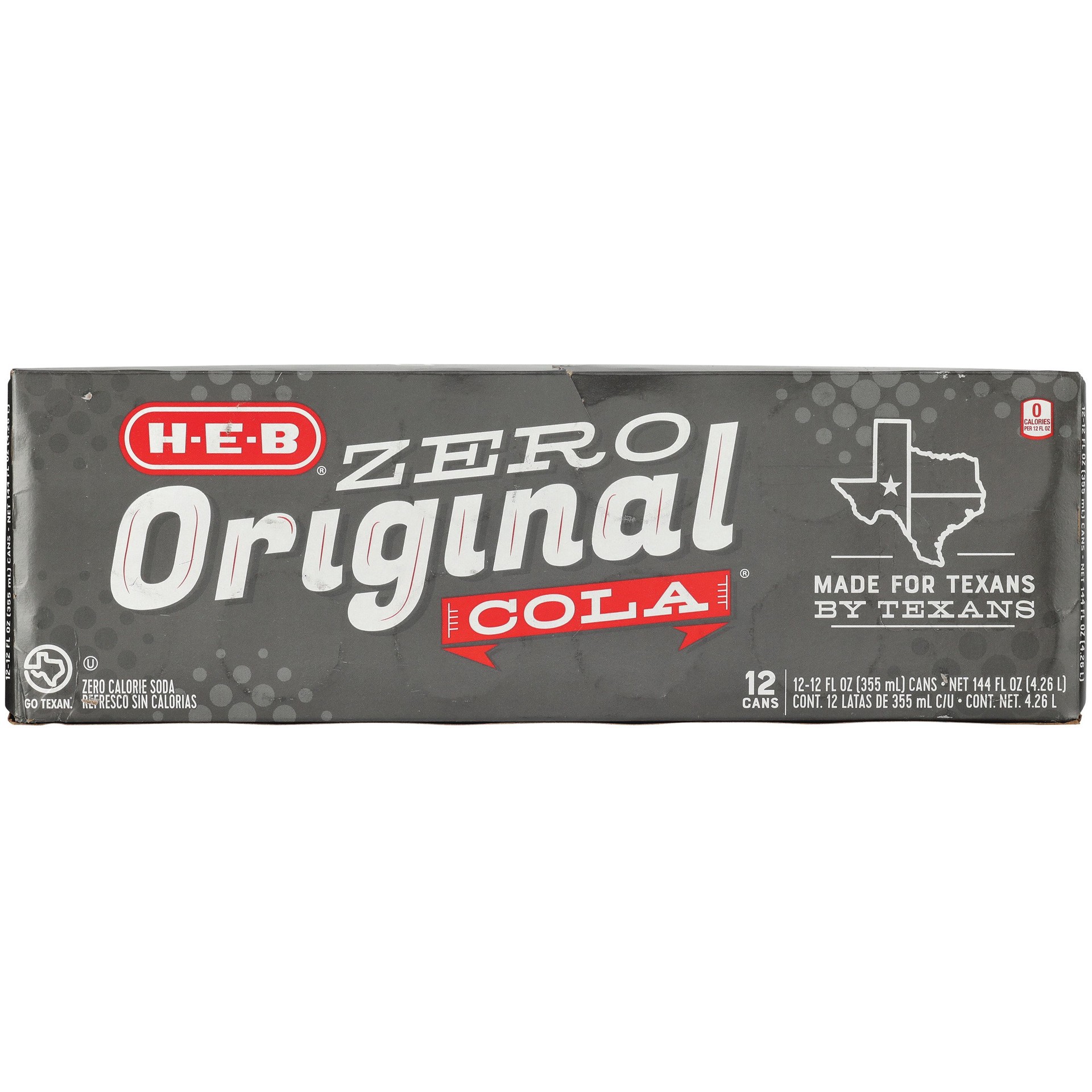 slide 1 of 1, H-E-B Zero Sugar Original Cola 12 pk Cans, 12 oz