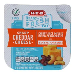H-E-B Ready, Fresh, Go! Snack Trays - Sharp Cheddar, Cranberries & Cashews