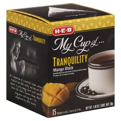 H-E-B My Cup of Tranquility Mango Black Tea, Pyramid Tea Bags