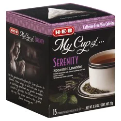 H-E-B My Cup of Serenity Spearmint Lavender Caffeine Free Herbal Tea, Pyramid Tea Bags