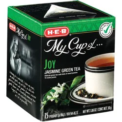 H-E-B My Cup of Joy Jasmine Green Tea, Pyramid Tea Bags