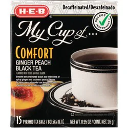 H-E-B My Cup of Comfort Decaffeinated Ginger Peach Black Tea, Pyramid Tea Bags