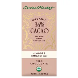 Central Market Organic 36% Cacao Milk Chocolate Bar - Almonds & Himalayan Salt