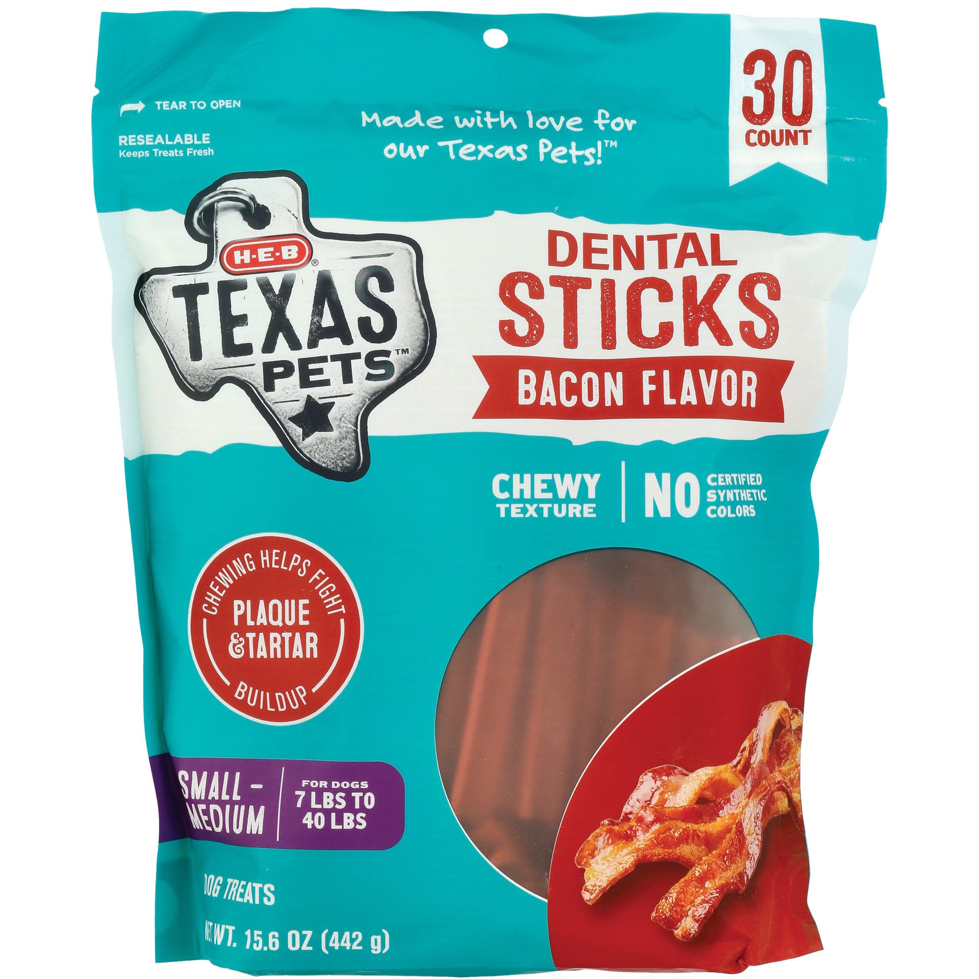 slide 1 of 1, H-E-B Texas Pets Bacon-Flavored Dental Sticks - Small/Medium Dogs, 30 ct