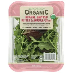 Central Market Organic Romaine, Baby Red Butter Lettuce & Arugula Blend