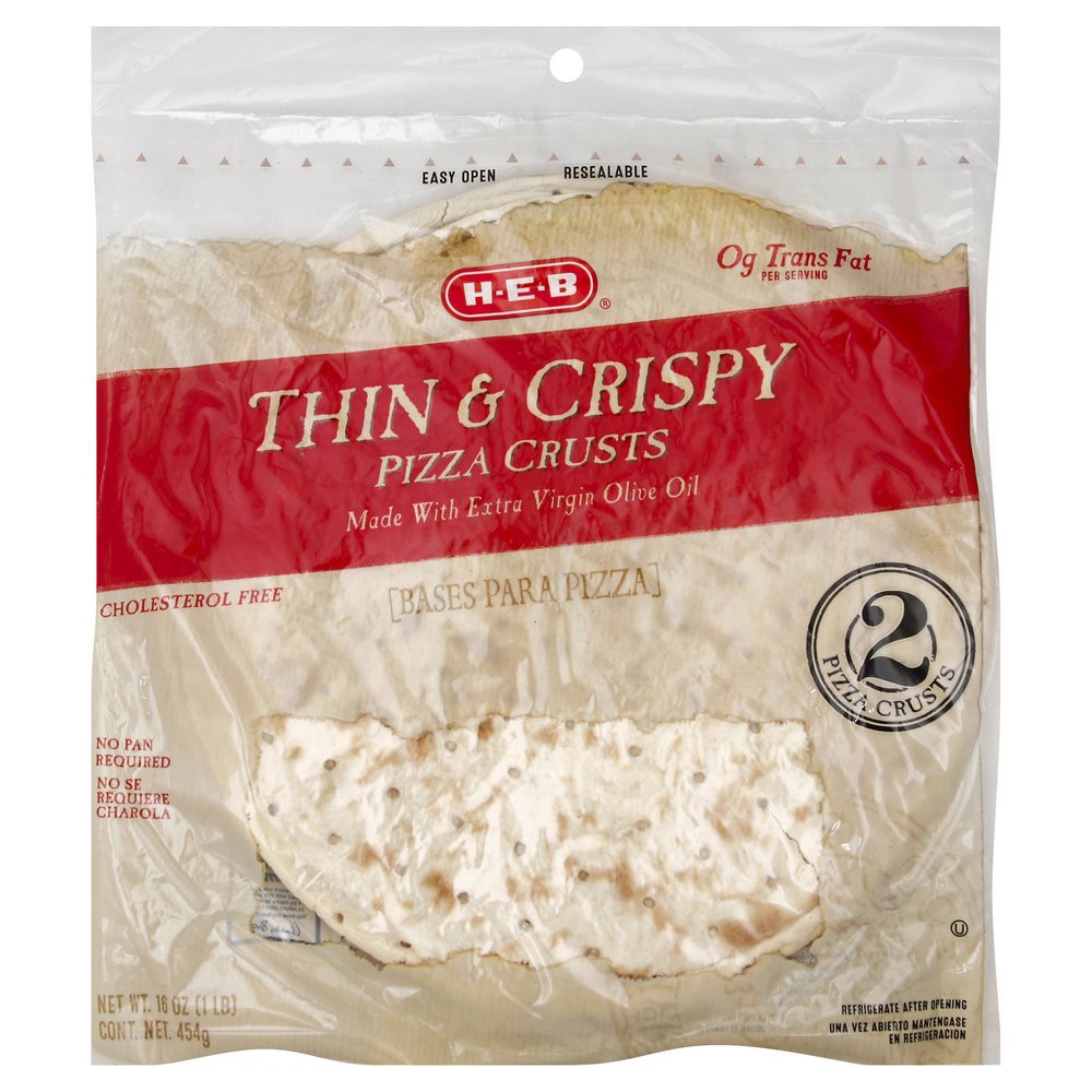 slide 1 of 1, H-E-B Thin & Crispy 12" Pizza Crusts, 2 ct