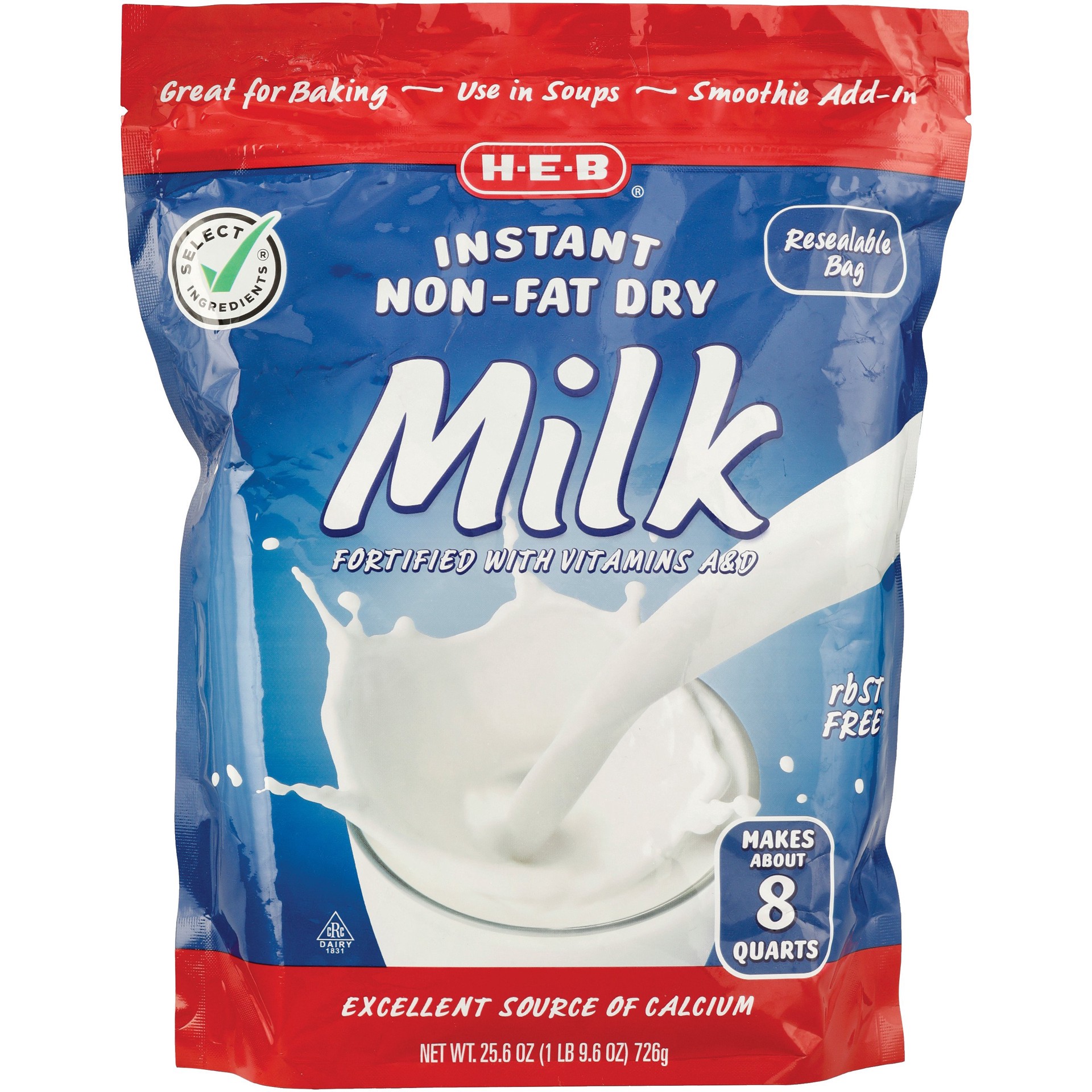 slide 1 of 1, H-E-B Instant Non-Fat Dry Milk, 25.6 oz