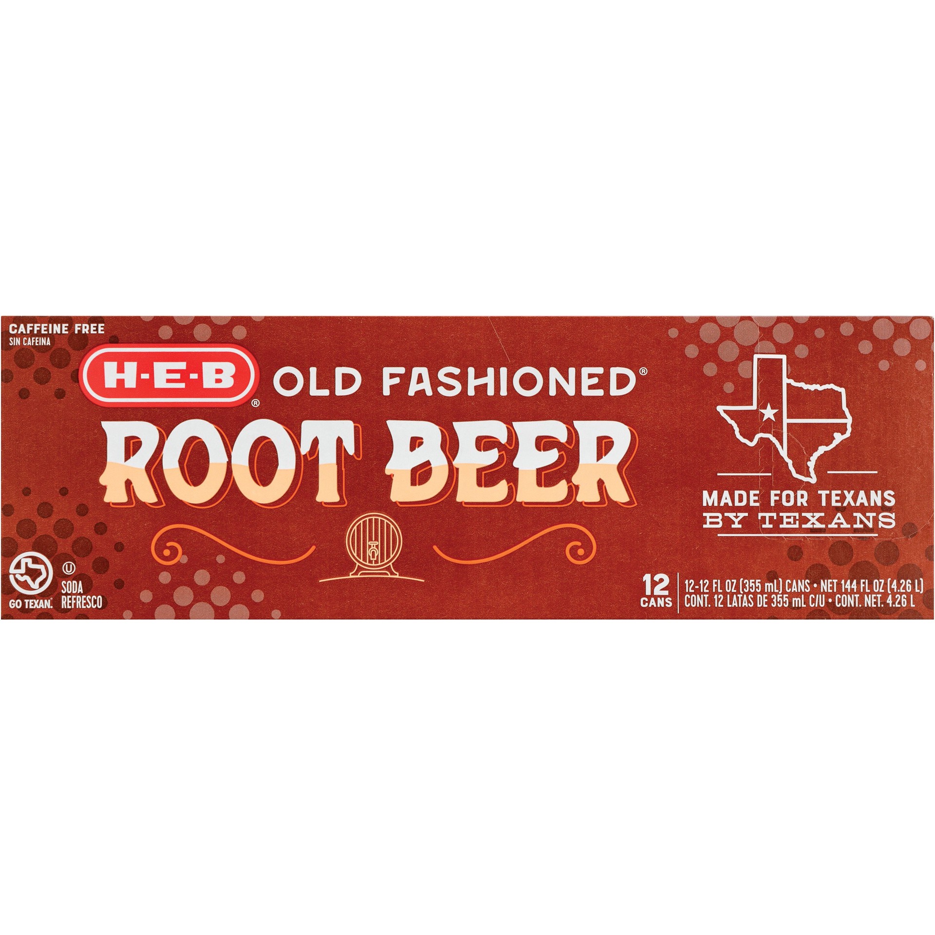 slide 1 of 1, H-E-B Old Fashioned Root Beer Soda 12 pk Cans, 12 oz