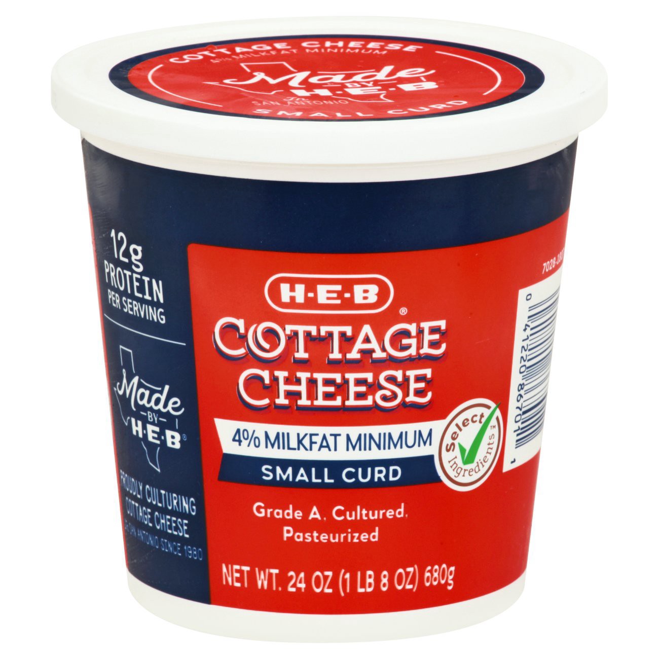 slide 1 of 1, H-E-B Small Curd Cottage Cheese, 24 oz