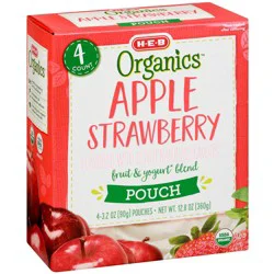 H-E-B Organics Blended Fruit & Yogurt Pouches - Apple Strawberry