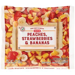 H-E-B Frozen Peaches, Strawberries & Bananas