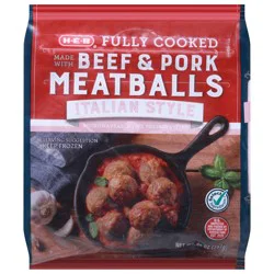 H-E-B Fully Cooked Frozen Beef & Pork Meatballs - Italian Style