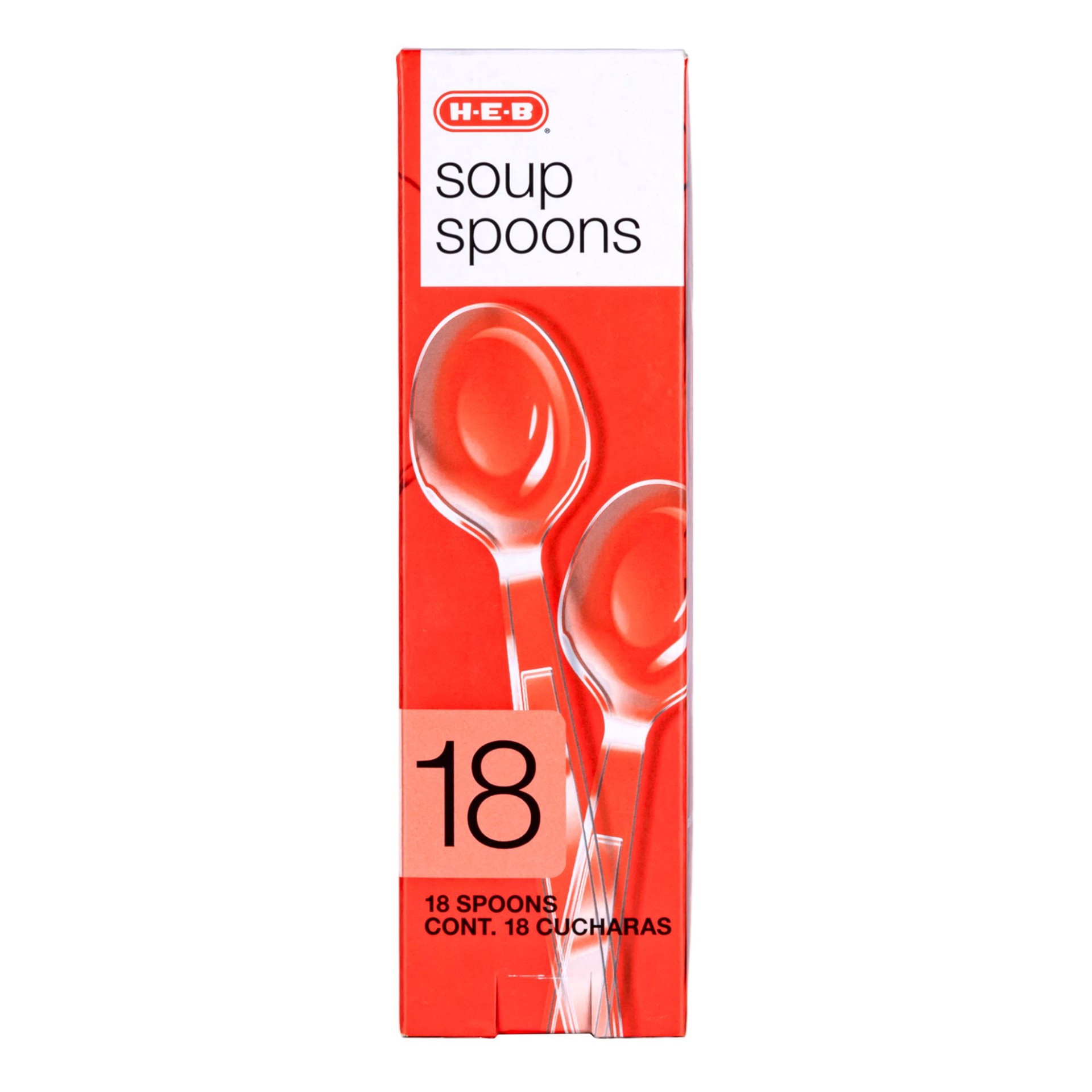 slide 1 of 1, H-E-B Plastic Texas-Size Spoons - Clear, 18 ct