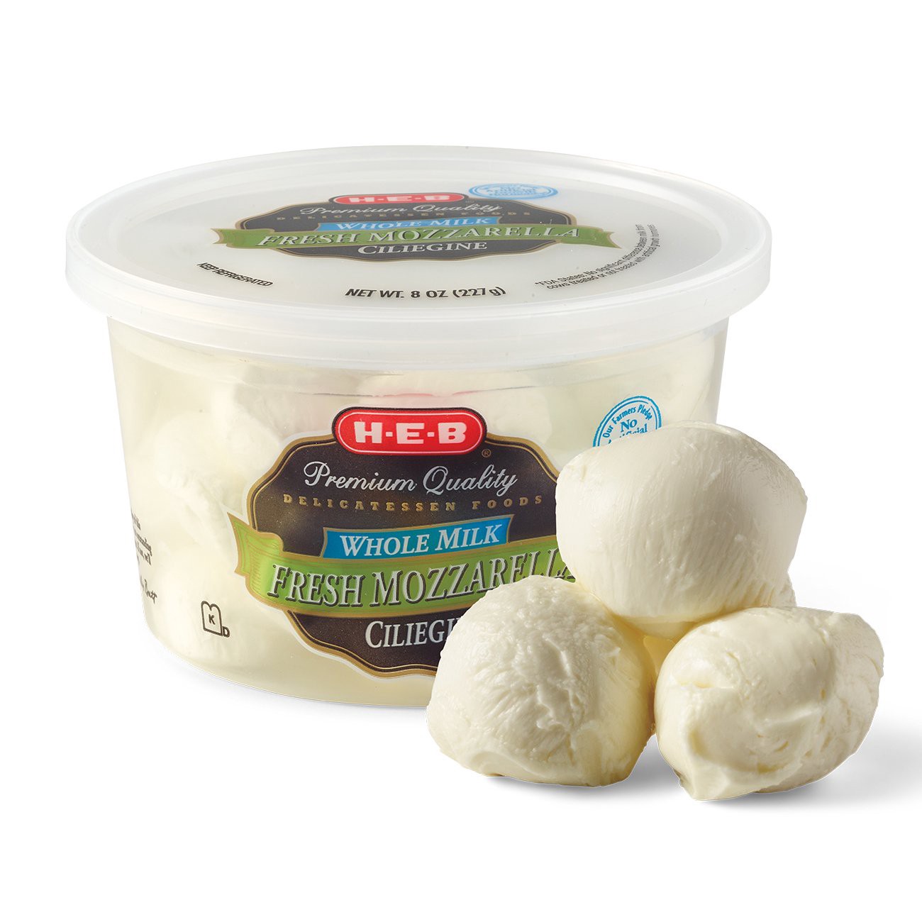 slide 1 of 1, H-E-B Whole Milk Fresh Mozzarella Ciliegine, 8 oz