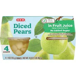 H-E-B Diced Pears in Fruit Juice Snack Bowls