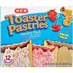 H-E-B Frosted Strawberry, Cherry & Brown Sugar Cinnamon Toaster Pastries - Value Pack