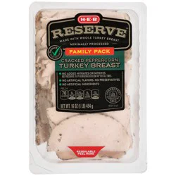 H-E-B Reserve Cracked Peppercorn Turkey Breast Lunch Meat - Family Pack