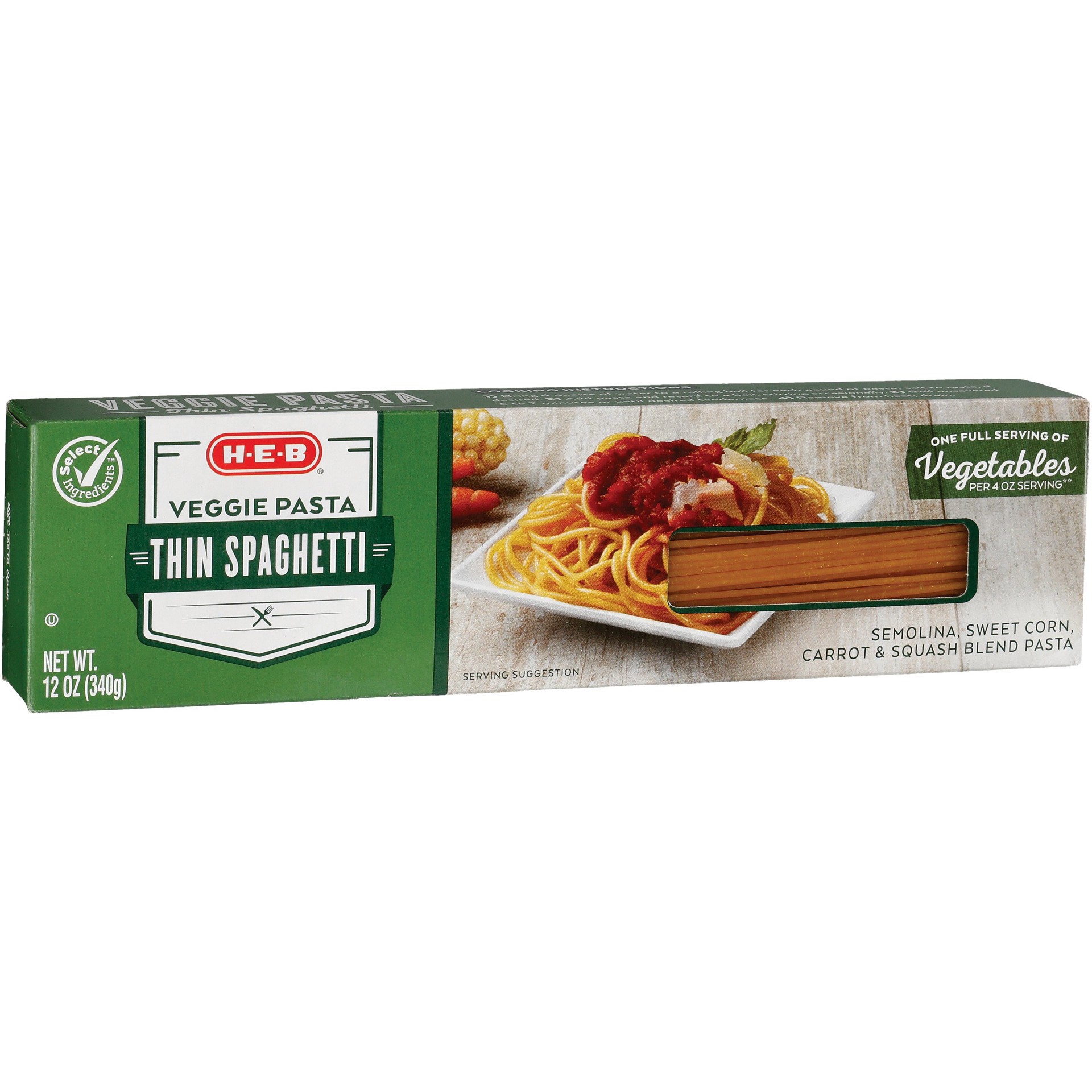slide 1 of 1, H-E-B Thin Spaghetti Veggie Pasta, 12 oz