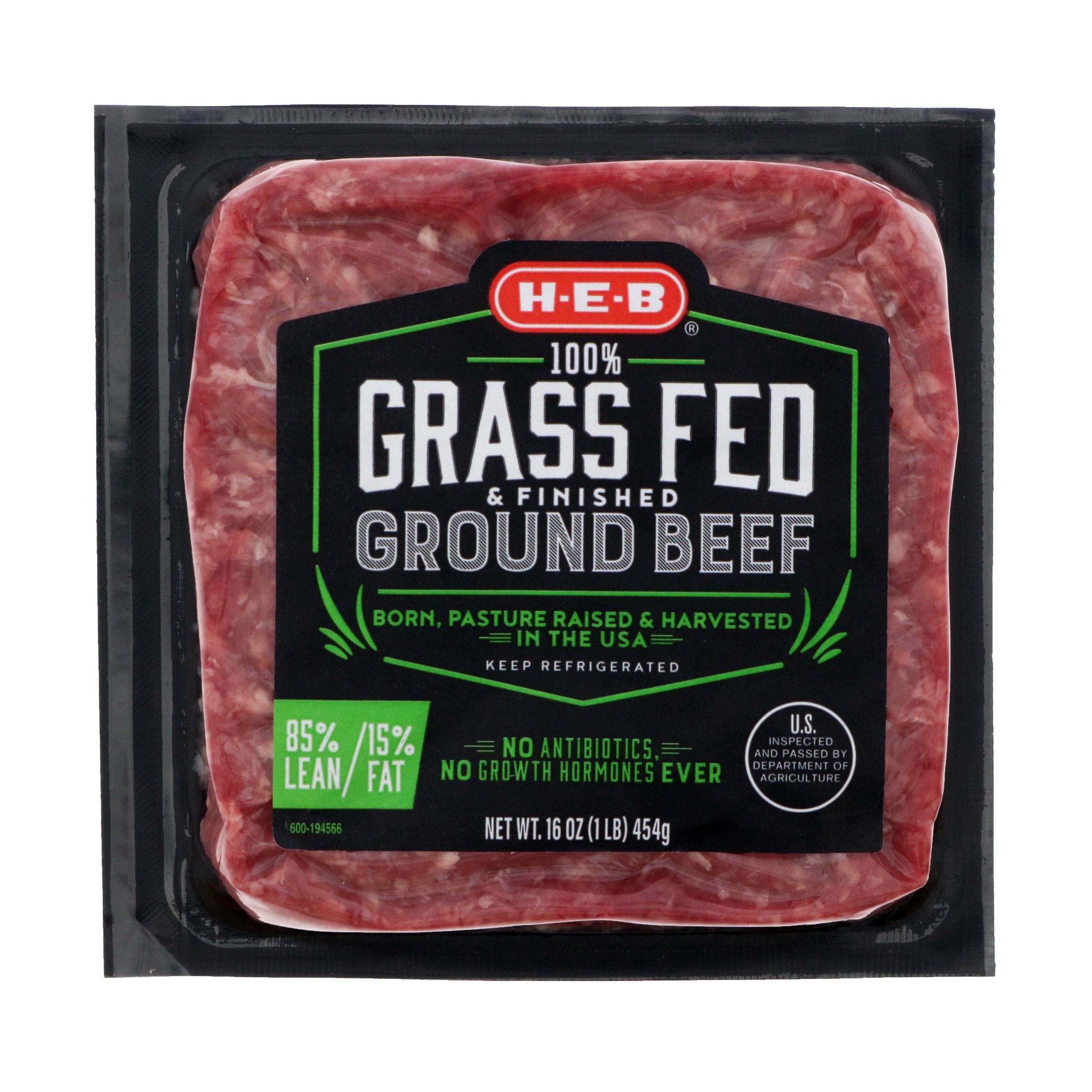 slide 1 of 1, H-E-B Grass Fed Ground Beef 85%, 16 oz
