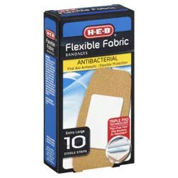 H-E-B Flexible Fabric Antibacterial Bandages – Extra Large