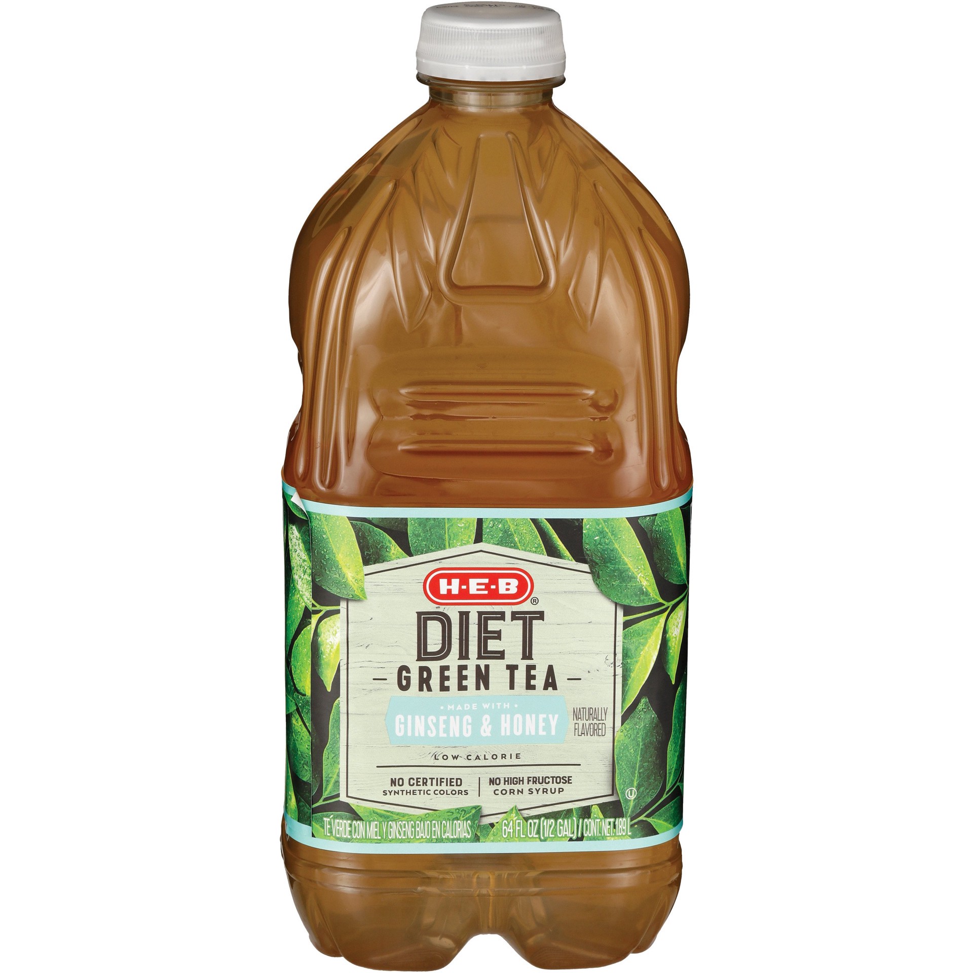 slide 1 of 1, H-E-B Diet Green Tea with Ginseng & Honey, 64 oz