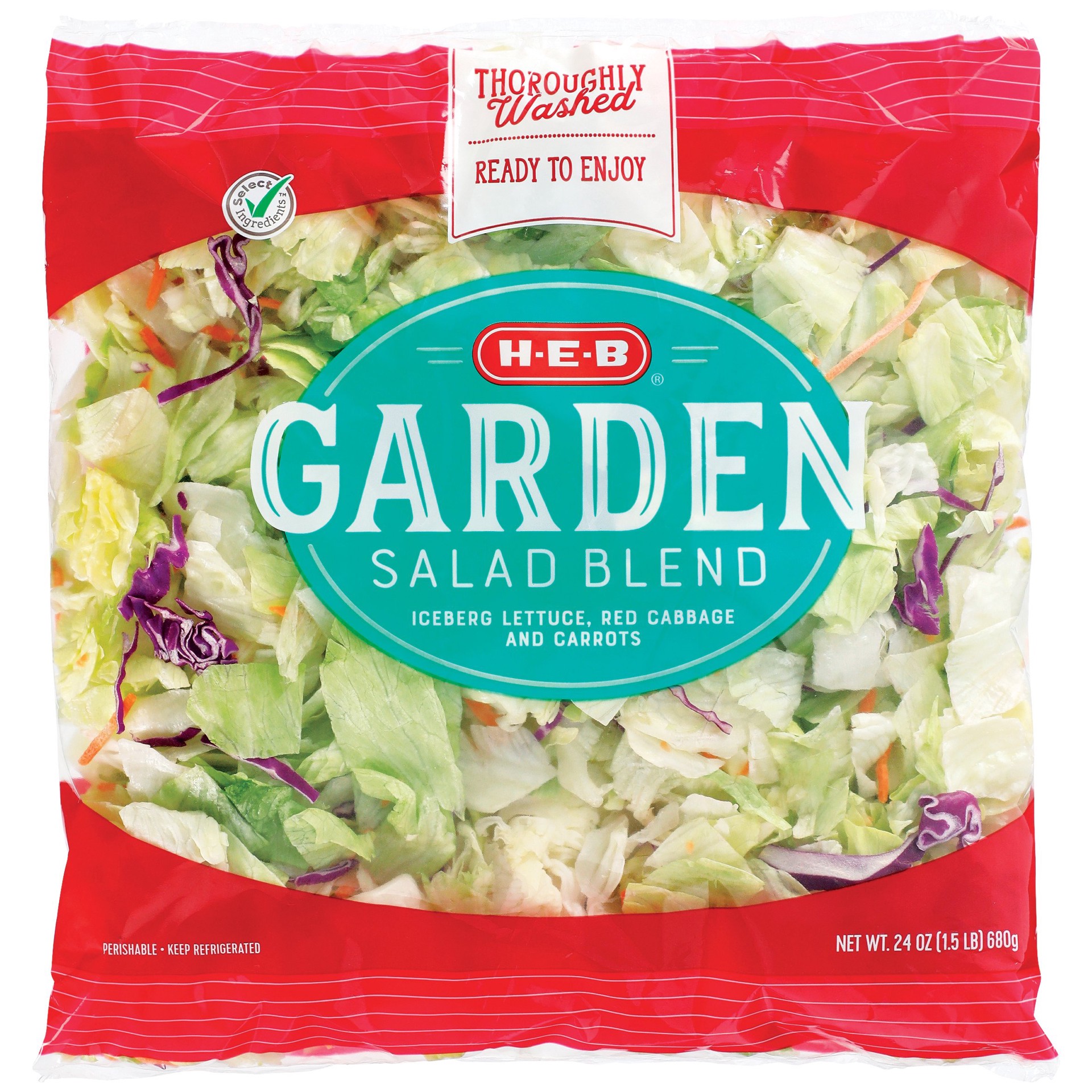 slide 1 of 1, H-E-B Garden Salad Blend, 24 oz