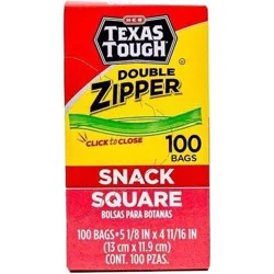 H-E-B Texas Tough Double Zipper Square Snack Bags