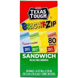 H-E-B Texas Tough Double Zipper Sandwich Bags - Assorted Colors